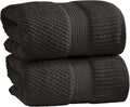 NY Loft 100% Cotton 2-Pack Oversized Bath Towel Set | Black | Quick-Dry | Two Oversized 35" x 70" Bath Towels / Bath Sheets | Super Absorbent | Designer-Styled Texture