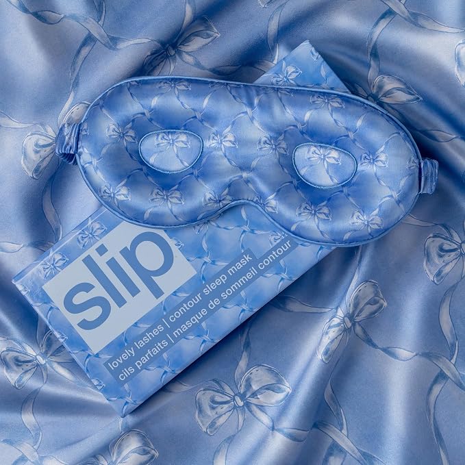 slip Pure Silk Contour Sleep Mask: Protect Your Delicate Lashes with Our Innovative, Lash-Friendly Design. Experience Uninterrupted Beauty Sleep with Slipsilk™ Comfort, 1 Contour Mask, Bluebelle