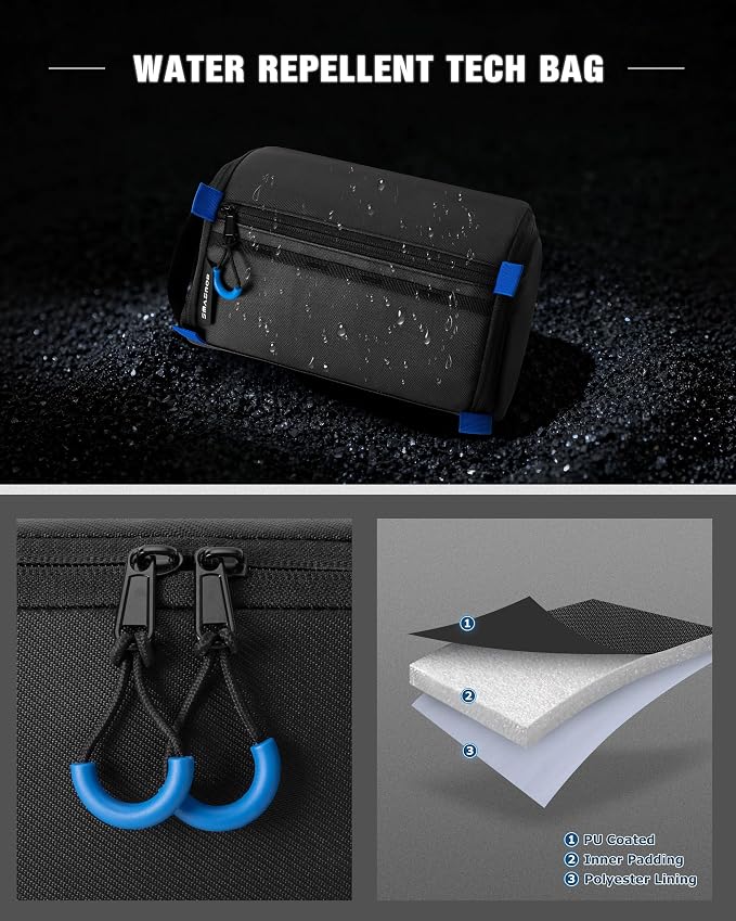 Smasrob Electronics Organizer Travel Case, Tech Bag Charger Pouch, Black | Water Resistant, Elastic Bands, for Cord, Cable, SIM Cards, Phone, Airpods