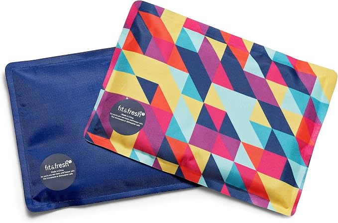Fit & Fresh Cool Coolers 2 Pack Soft Ice for Lunch Bags, Flexible Stretch Nylon, Durable, Reusable Lunch Box Ice Packs, Soft Ice, Reusable Freezer Packs, Lunch Ice, Easy to Clean, Prism & Cobalt