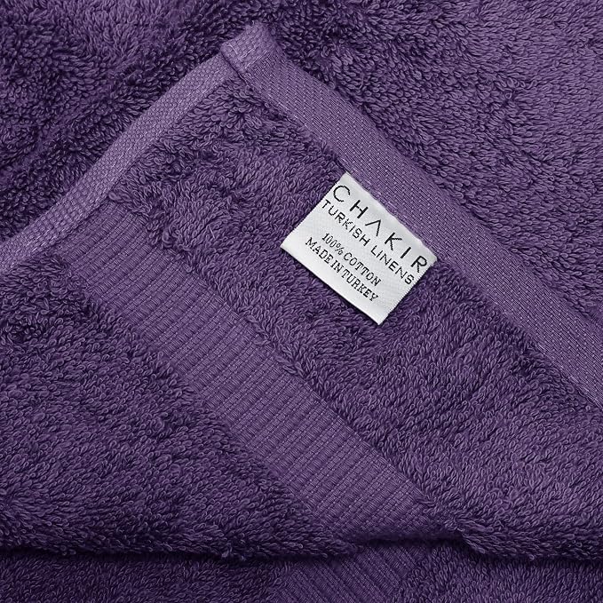 Chakir Turkish Linens 100% Cotton Premium Turkish Towels for Bathroom | 16'' x 30'' (4-Piece Hand Towel, Plum)