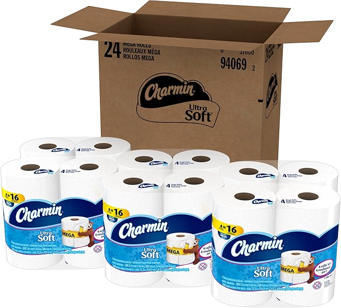 Charmin Ultra Soft Toilet Paper, Bath Tissue, Mega Roll, 24 Count, 4 Count (Pack of 6)