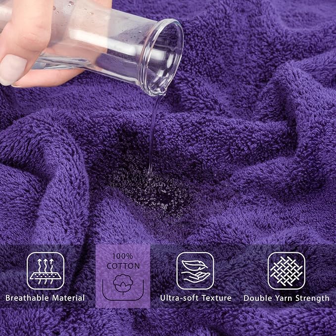 Cotton Paradise 100% Cotton 40x80 Oversized Bath Sheet, Extra Large Turkish Bath Towels for Bathroom, Purple Bathsheet