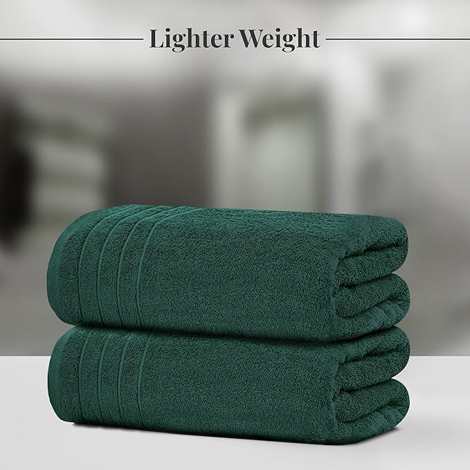 Tens Towels 4 Piece Extra Large Bath Towels 30 x 60 Inches, Hunter Green | 100% Cotton, Larger & Lighter Weight, Quicker to Dry, Super Soft and Absorbent, Perfect for Bathroom