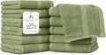 Villa Celestia Cotton Washcloths Set of 12, 12x12 Inch, 100% Ring-Spun Combed Cotton, Soft Absorbent Quick-Dry Wash Cloths for Face and Body, Oeko-TEX Certified, Hotel & Spa Quality, Sage