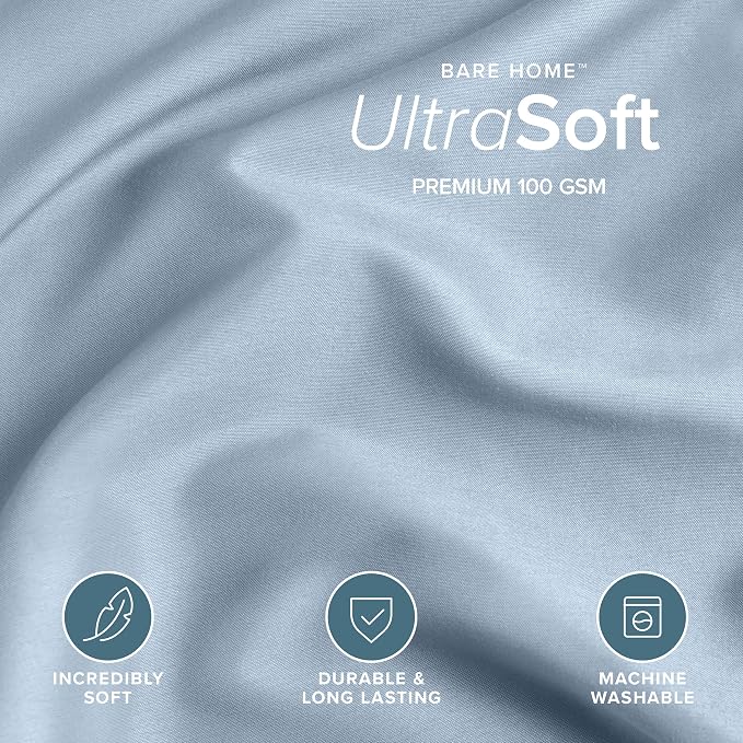 Bare Home Bedding Duvet Cover California King Size - Premium 1800 Super Soft Collection - Lightweight, Cooling - Soft Breathable Bedding Duvet Cover (Cal King, Dusty Blue)