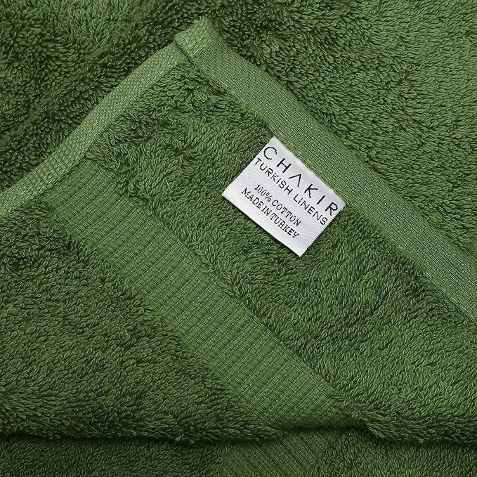 Chakir Turkish Linens 2 Piece Large Bath Towels, 100% Cotton Turkish Towels for Bathroom, Luxury Soft Absorbent Bath Towels, 30 x 60 Inches, Moss