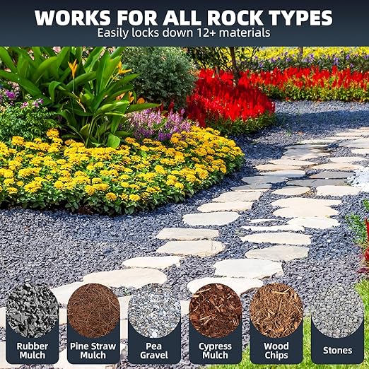 Rock Glue for Landscaping – 1 Gallon (Make 2 Gallons) Mulch Binder with Grip Max, Max Coverage Gravel Glue for Rocks, Gravel & Pine Straw, Covers Up to 3X Area, Fast-Drying & Weather-Resistant
