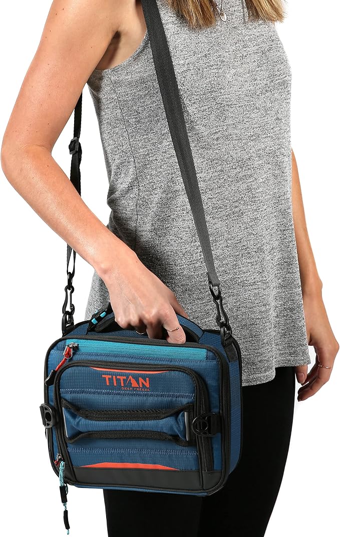 Titan High Performance Fridge Cold Expandable Insulated Lunch Box - Blue | Durable, insulated lunch bag with leak proof, easy clean lining, keeps food fridge cold up to 6 hours, for adults and kids