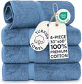 Chakir Turkish Linens 4 Piece Extra Large Bath Towels, 100% Cotton Luxury Turkish Towels for Bathroom, Soft Absorbent Bath Towels, 30 x 60 Inches, Wedgewood