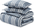Bare Home Bedding Duvet Cover King Size - Premium 1800 Super Soft Collection - Lightweight, Cooling - Soft Breathable Bedding Duvet Cover (King, Stripe - Heathered Midnight Blue)