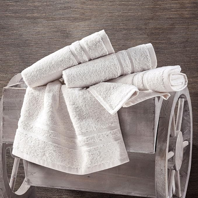 Hawmam Linen Sea Salt Cream Hand Towels 4 Pack Turkish Cotton Premium Quality Soft and Absorbent Small Towels for Bathroom
