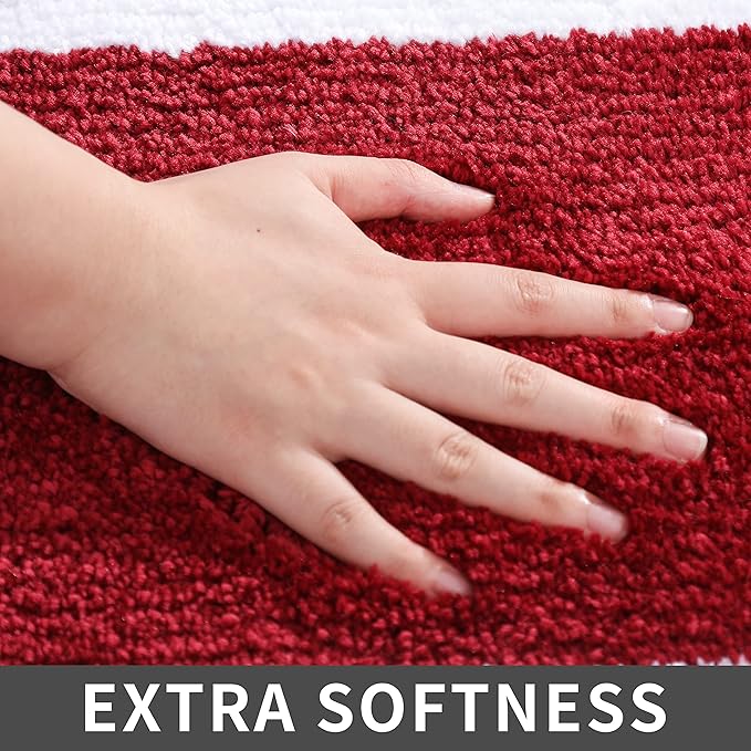COSY HOMEER Extra Thick Bath Rugs Set - Anti-Slip Bath Mats Soft Plush 100% Strong Mirco Polyeste Mat Living Room Bathroom Mat Floor Water Absorbent(Red,20/inch X 32/'' + 24/inch X 48'' - Inches)