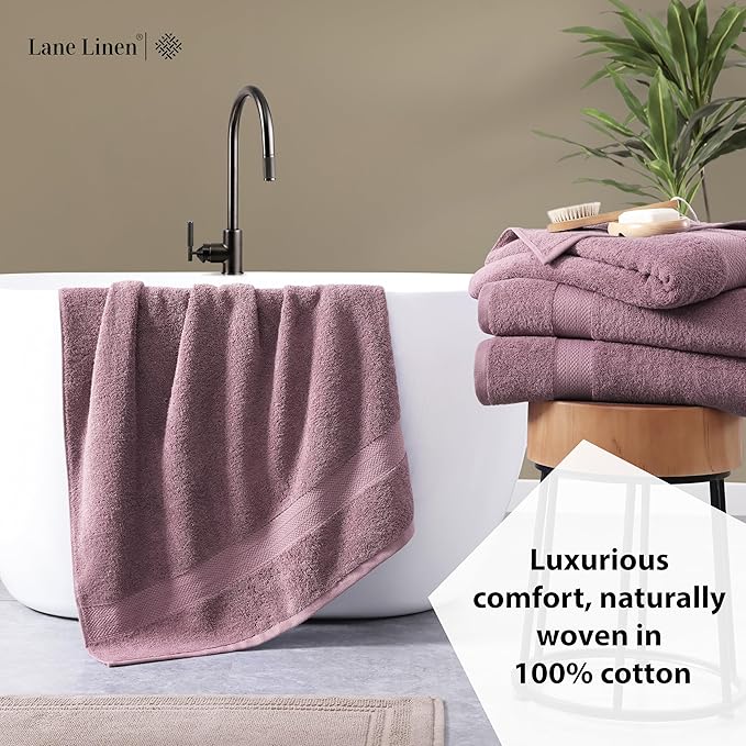 LANE LINEN Large Bath Sheets Oversized Soft Absorbent - Wishful Mauve | Bathroom Towels Large - Lightweight & Breathable, Fade-Resistant Color, Classic Terry Weave, Densely Woven