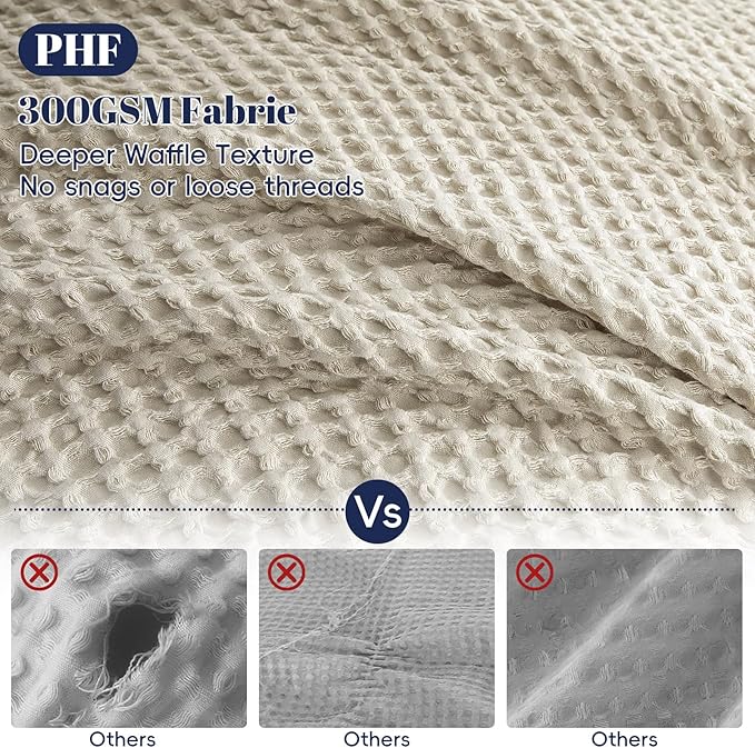 PHF Waffle Weave Duvet Cover Set California King, No Snagging Ultra Soft Luxury Textured Breathable Comforter Cover for All Season 3pcs, Durable Bedding Duvet Set with 2 Pillow Shams, 104"x98", Linen