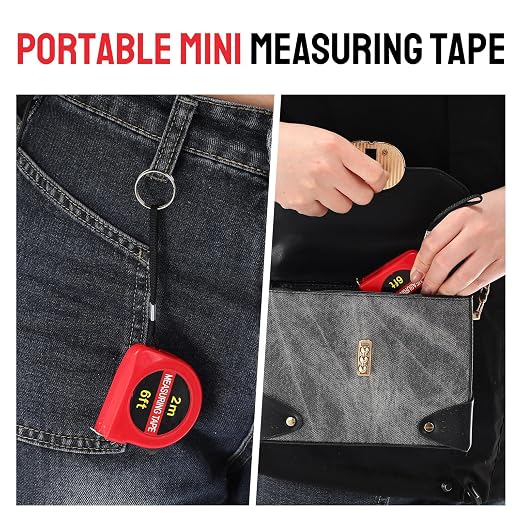 Copkim 50 Pcs 6 FT Mini Tape Measure Retractable Bulk Small Measuring Tape Pocket Size Measurement Tool for Operation Christmas Items Party Favor Gifts Stuffers for Men(Red)