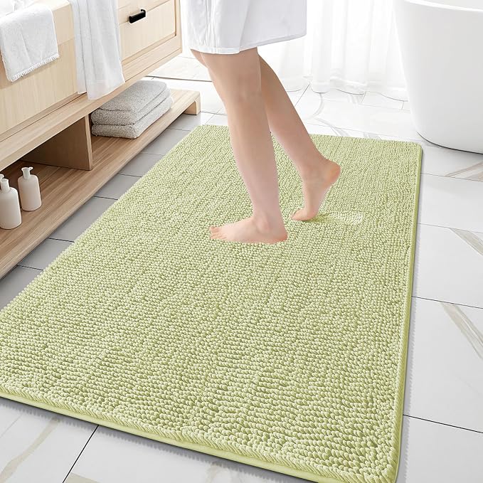 OLANLY Large Bathroom Rugs 59x35, Extra Soft Absorbent Chenille Bath Rugs, Rubber Backing Quick Dry, Machine Washable Bath Mats for Bathroom Floor, Tub and Shower, Home Decor Accessories, Vanilla