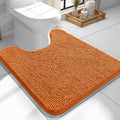 OLANLY Toilet Rugs U-Shaped 24x24, Extra Soft Absorbent Chenille Contour Bathroom Rugs for Toilet, Dry Quickly, Machine Washable, Non-Slip Bath Mat, Clay