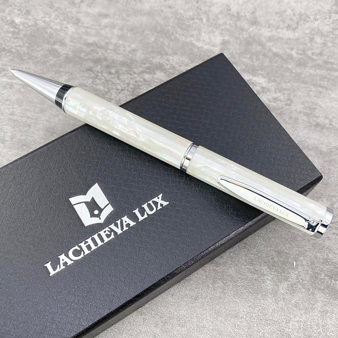 LACHIEVA LUX Mother of Pearl Ballpoint Pen, Elegant Executive Gift Set, Writing Pen for Men & Women, German P900M Refill, Pearl Radiance Collection