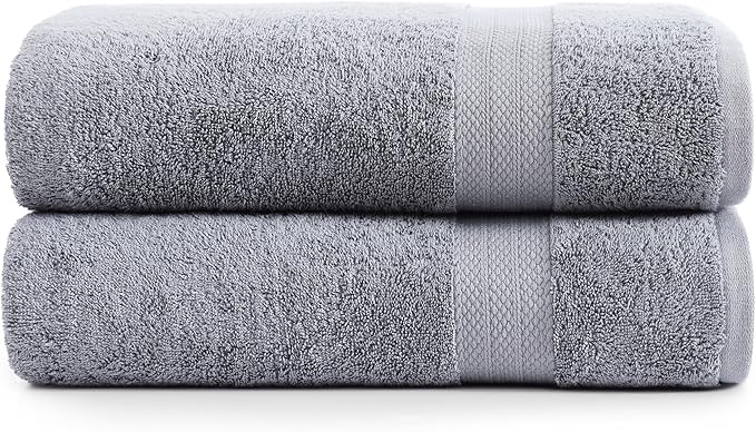LANE LINEN Bath Sheets 100% Cotton 2 Pack Oversized Soft - Grey | Oversized Shower Sheets - Generously Sized, Oversized & Roomy, Lightweight & Breathable, Fade-Resistant Color