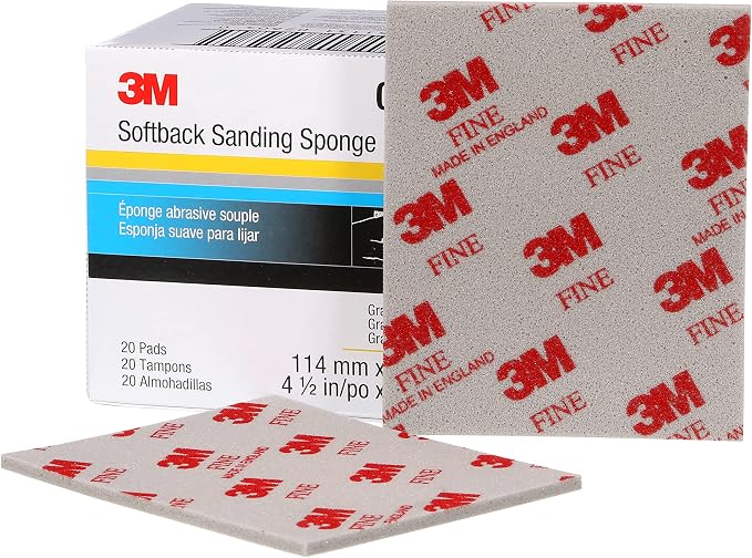 3M Softback Sanding Sponge, 02604, 4 1/2 in x 5 1/2 in (115mm x 140mm), Fine, 20 sponges per pack