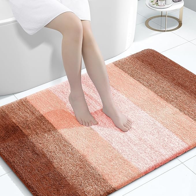 OLANLY Large Bathroom Rugs Mat 44x32, Extra Soft Absorbent Microfiber Bath Rugs, Rubber Backing, Quick Dry, Machine Washable Bath Mat for Bathroom Floor, Tub and Shower, Home Decor Accessories, Orange