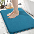 OLANLY Memory Foam Small Bathroom Rugs 24x16, Absorbent Mat, Peacock Blue | Soft Quick Dry Bath Mat Rugs, Non-Slip, Machine Washable Mat for Bathroom Floor, Tub and Shower, Home Decor Accessories