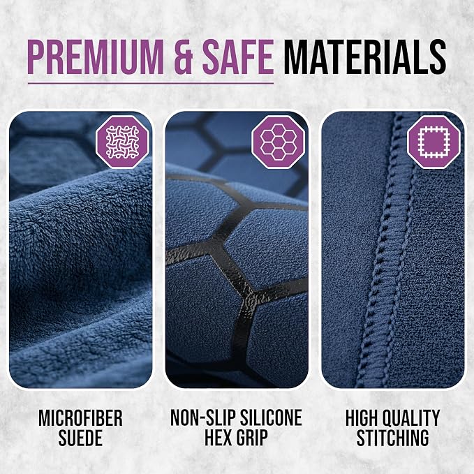 Clever Yoga Hot Yoga Mat Towel – Non-Slip Grip for Hot Yoga, Sweat Absorbent, Honeycomb Silicone Grip, Stays Flat – Ideal for Pilates, Travel, Washable & Lightweight - Dark Blue