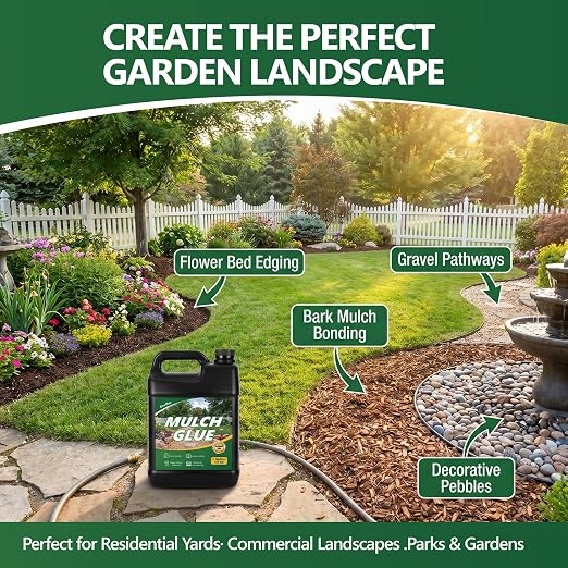 OcePor 2 Gallon Mulch Glue for Landscaping, Rock Glue for Landscaping, Mulch Glue Max for Gravel Binder Adhesive to Lock Down Pea Gravel, Stone, Rubber Mulch, Wood Chips in Place for Outdoor Landscape