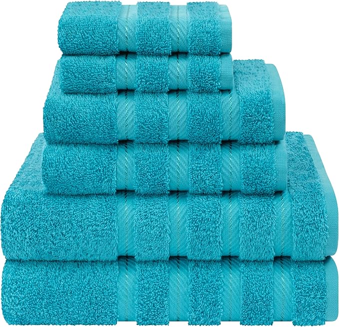 American Soft Linen 100% Cotton Luxury Turkish Towels, 6 Piece Towel Set | Soft Absorbent Quick Dry OEKO Tex Standard 100 Certificated Durable Machine Washable Breathable Premium Hotel Quality