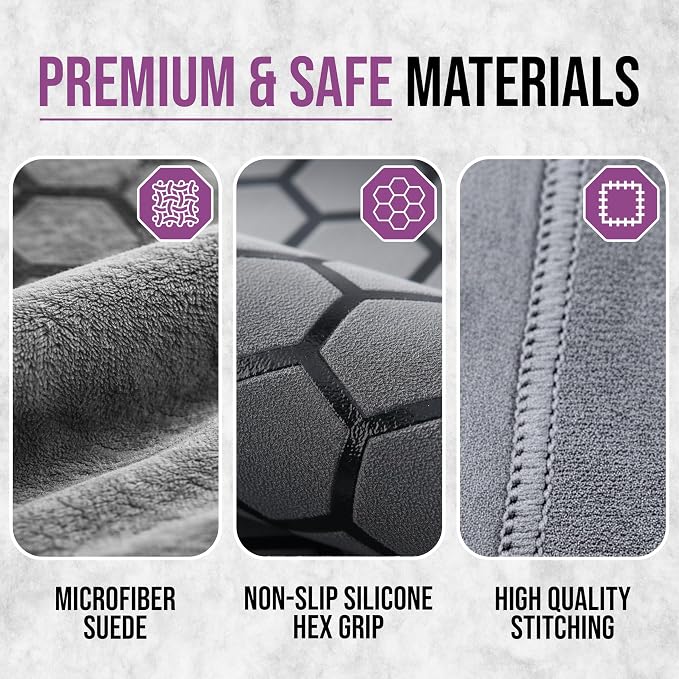 Clever Yoga Hot Yoga Mat Towel – Non-Slip Grip for Hot Yoga, Sweat Absorbent, Honeycomb Silicone Grip, Stays Flat – Ideal for Pilates, Travel, Washable & Lightweight - Gray