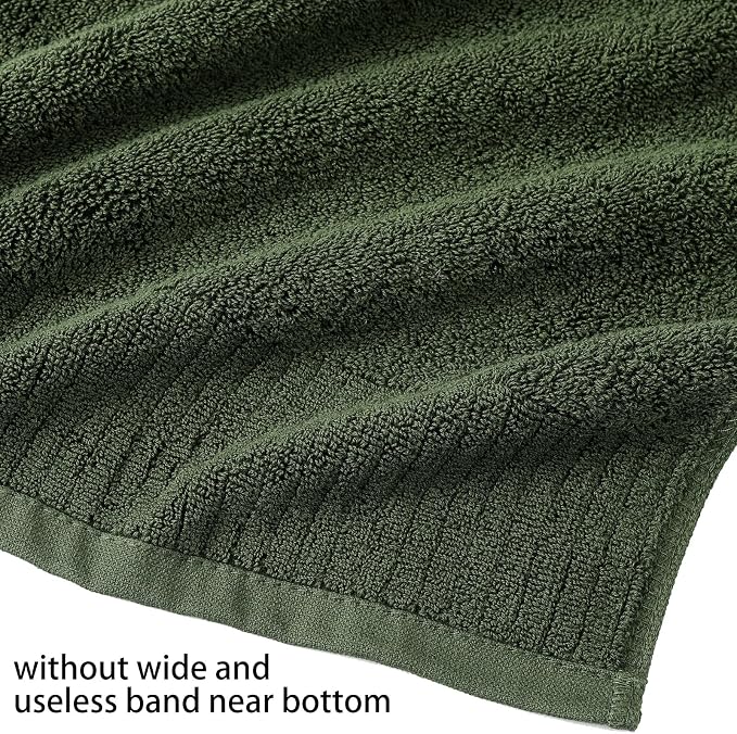 YTYC 27.5x55 Bath Towels Set,100% Cotton,650GSM,Olive Green,6-Pieces | Ultra Soft,Highly Absorbent, 2 Bathroom Towels,2 Hand Towels, 2 Washcloths, Towels for Bathroom, Gym, Spa,Pool