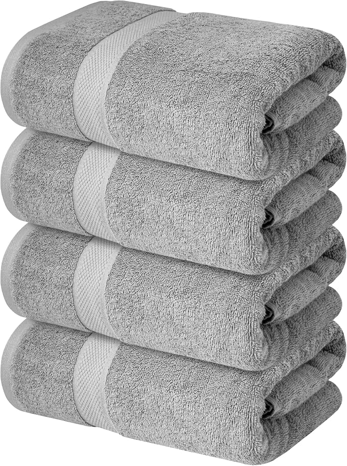 Infinitee Xclusives 100% Ring-Spun Cotton Bath Towels for Bathroom - Pack 4 | Luxury Super Soft, Absorbent & Quick-Drying |27x54 inches| Large Bathroom Towels Set |600 GSM| Gym, Shower, Spa & Hotel Use