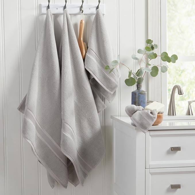 Luxury Bamboo Rayon Oversized Bath Towel Set | 2-Pack | Ultra Soft | Grey | 35% Bamboo Rayon - 65% Zero Twist Cotton | Absorbent Quick-Dry Towels for Bathroom | Ultra Soft | OEKO-TEX Standard 100