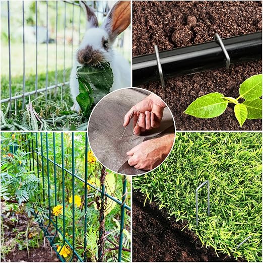 HongWay 5000 Pack Landscape Staples 6 Inch, Galvanized Garden Stakes Bulk | Heavy Duty Garden Staples 11 Gauge Ground Stakes for Landscape Fabric, Lawn, Turf, Gardening, Outdoor Decorations
