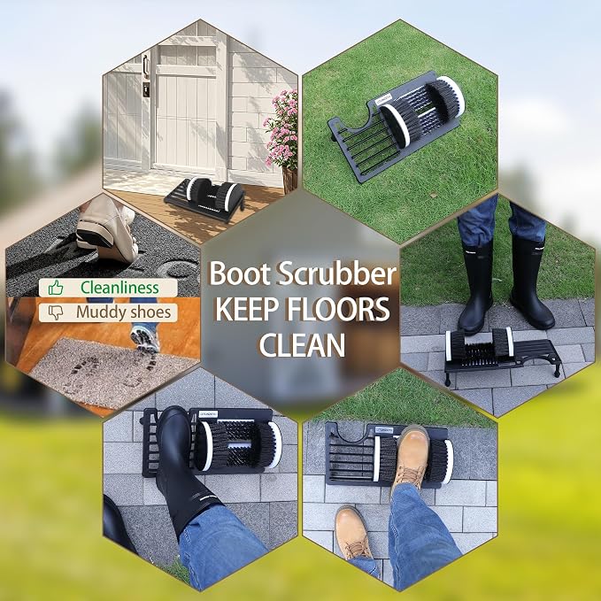 Adjustable Boot Brush Scraper Outdoor, Shoe Cleaner Brush,Heavy Duty Boot Scrubber for Mud, Garden, Garage, FarmDirt & Snow & Extra Wide