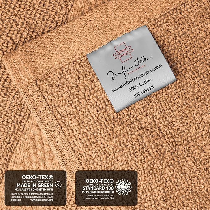 Infinitee Xclusives 100% Cotton Luxury Wash Cloths for Showering - 4 Pack | Washcloths [13x13] - Soft and Absorbent Face Towels for Bathroom Wash Clothes - Gym, Spa & Hotel Use