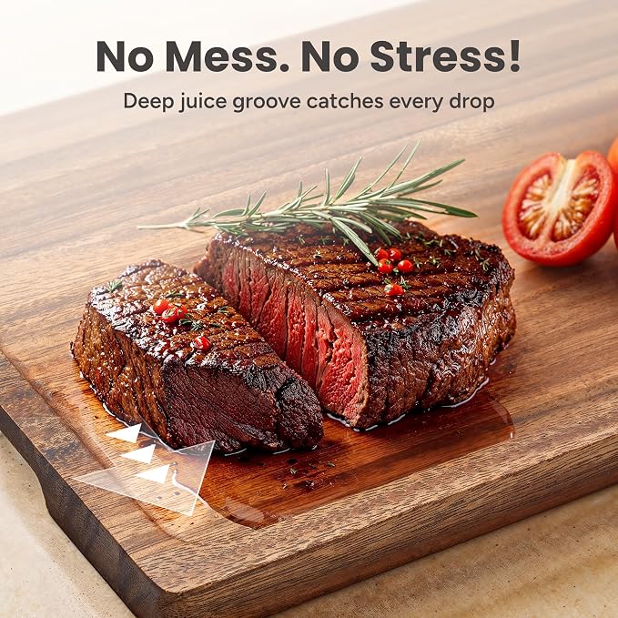 SMIRLY Cutting Boards for Kitchen, 3 Piece Walnut Cutting Board with Stand | Non Toxic Walnut Wood Cutting Board with Juice Grooves and Handles, Multiple Sizes Wooden Chopping Board for Meal Prep