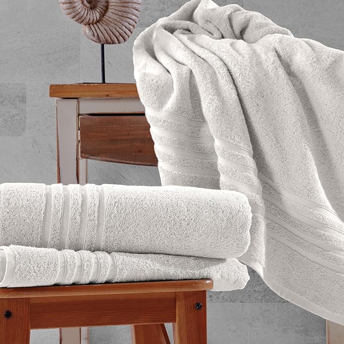 Hawmam Linen Jumbo Large Bath Sheets Towels 2 Pack Soft and Absorbent, Premium Quality 100% Cotton Towels (Ice Silver, Bath Sheet)