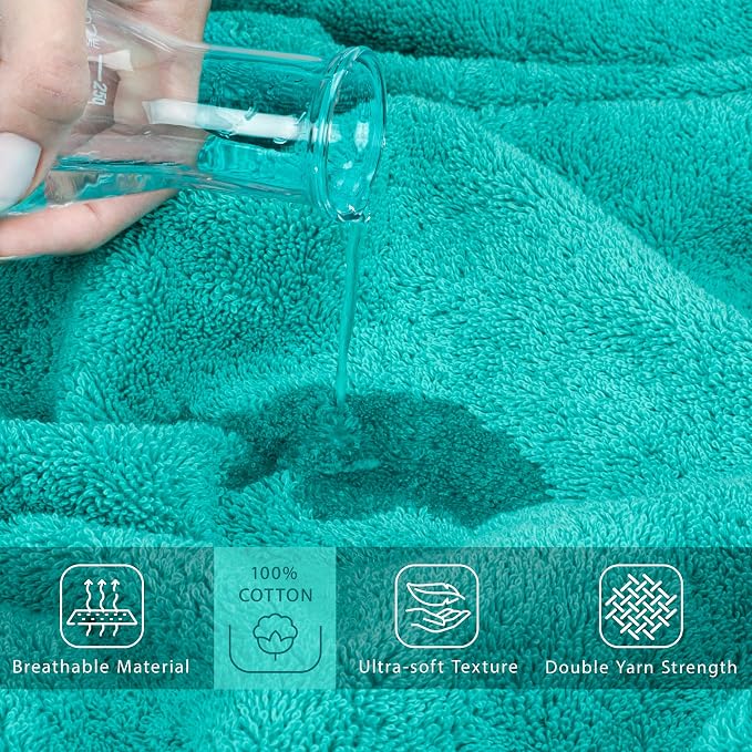 Cotton Paradise 100% Cotton Hand Towels, 2 Piece 35x70 Hand Bath Towels, Turquoise