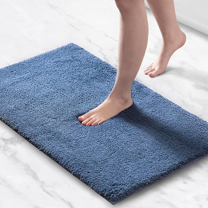 Madison Park Signature Marshmallow Bathroom Rug Non Slip, Luxrurious Plush Bath Mat, Absorbent, Quick Dry, Spa Design Bath Room Décor, 24x40, Navy
