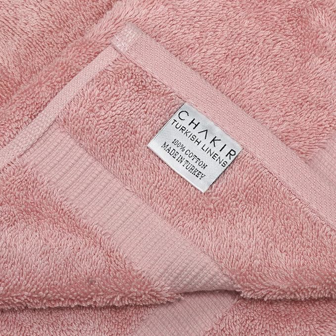 Chakir Turkish Linens 4 Piece Hand Towels, 100% Cotton Turkish Towels for Bathroom, Luxury Soft Absorbent Hand Towel Set, 16 x 30 Inches, Pink
