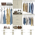Armocity 96 Inches Closet System with Doors, 8FT Walk In Closet Organizer with 2 Shelving Towers, Heavy Duty Clothes Garment Rack with 3 Wood Drawers, 96"L x 16"W x 80"H, Max Load 1000 LBS, White Oak