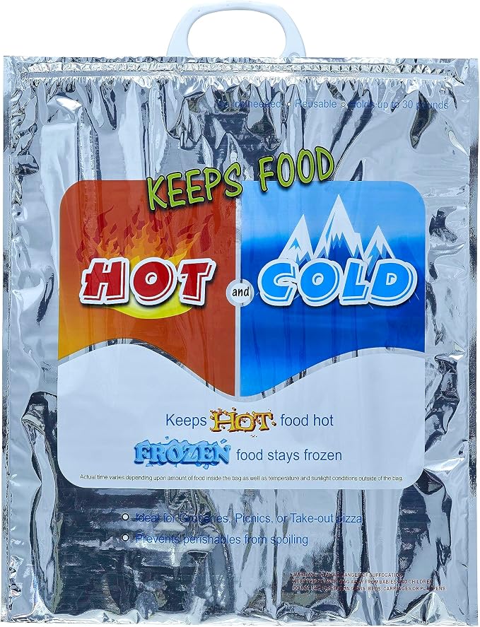 Superio Hot and Cold Insulated Bags for Food Delivery, Grocery Shopping Bags, Food Storage for Hot and Frozen Food for Travel, Disposable Cooler Bag, Reinforced Thermal Lunch Bag (3, 16"x19.25")