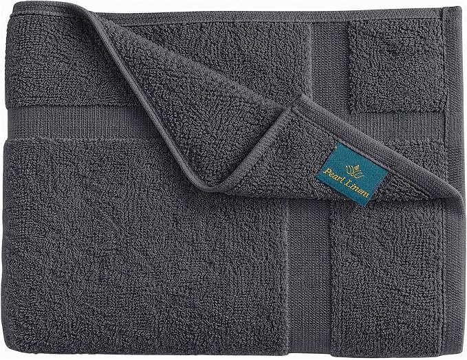 Pearl Linens 100% Ring Spun Cotton Bath Mat (Pack of 6) 20 x 30 Inch, Washable, Soft & Absorbent Terry Bathroom Floor Mat – Not Bathroom Rugs – Quick-Dry After Shower Bath Mat, 687 GSM, Dark Grey