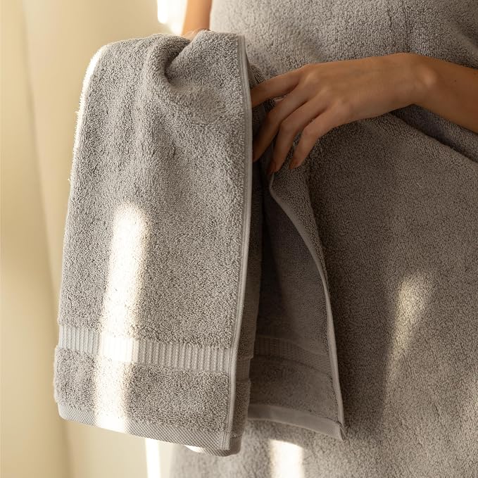 SALBAKOS 6-Piece 100% Turkish Cotton Hand Towels, 16x30 inch, Silver | Large Size Thick Super Soft Highly Absorbent, Versatile Hair Face & Hand Drying Towel, Premium Hotel Quality Made in Turkey