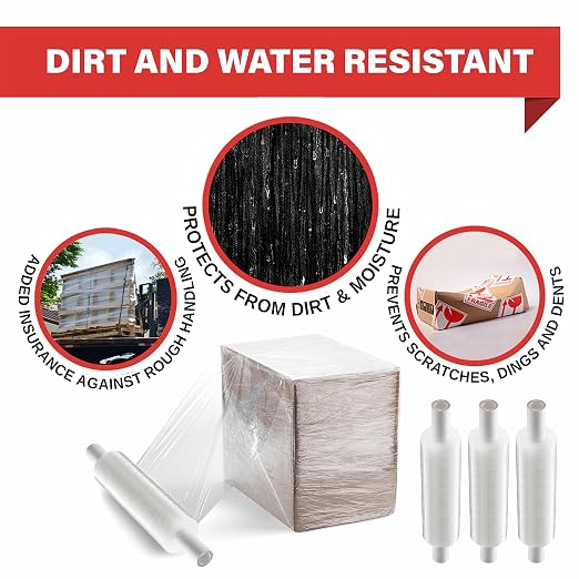 Stretch Wrap with Handle Industrial Strength 4 Pack 11" x 1000 Ft 60 Gauge Thick Shrink Wrap Roll for Moving Supplies, Furniture, Pallets, Plastic Wrap for Packing, Heavy Duty Stretch Film