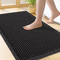 Smiry Waffle Bath Mat 24x16, Extra Soft Absorbent Bathroom Rugs, Non Slip Machine Washable Quick Dry Bath Rugs for Bathroom Floor, Tub, Shower, Home Decor Accessories, Black