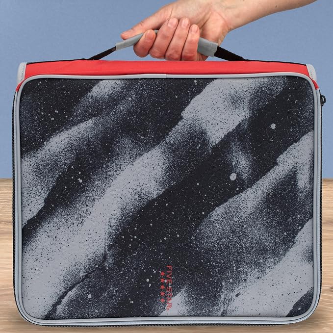 Five Star Zipper Binder 2 Inch O-Rings Case Organiser with Multi-Access and 5-Tab Expanding File Folder, 850 Sheet Capacity, Crimson Fade (290010K)