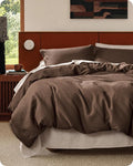 Bedsure Cotton Duvet Cover Queen Size - 100% Cotton Waffle Weave Chocolate Brown Duvet Cover Queen Size, PureWoven Breathable Bedding Set for All Season, 3 Pieces, 90"x90"